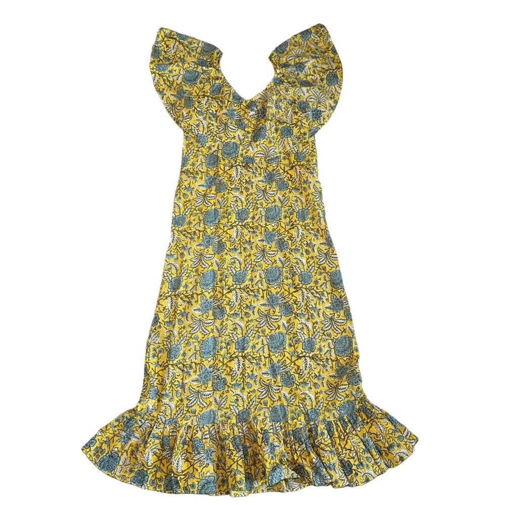 Mille Resort & Travel Juliet Dress Floral Womens XS Boho Ruffle‎ Maxi Organic - Picture 4 of 12